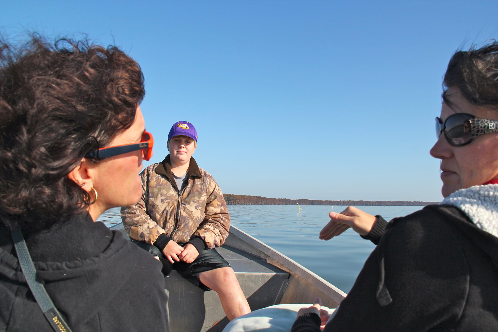 Zach entertains the womenfolk in the bayou